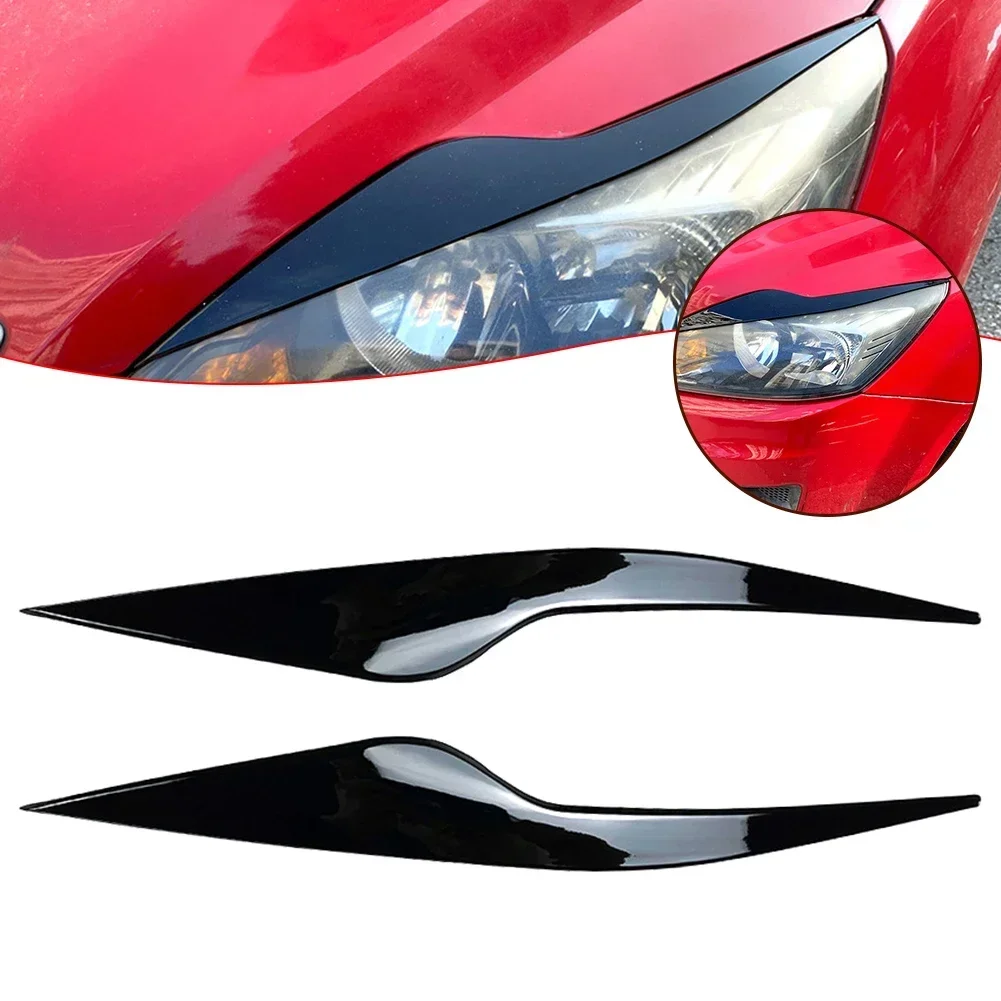 1 Pair Car Headlight Trim Lamp Eyebrow Headlight Cover Trim Glossy Black Decoration For Ford Focus MK2 C307 2008-2010