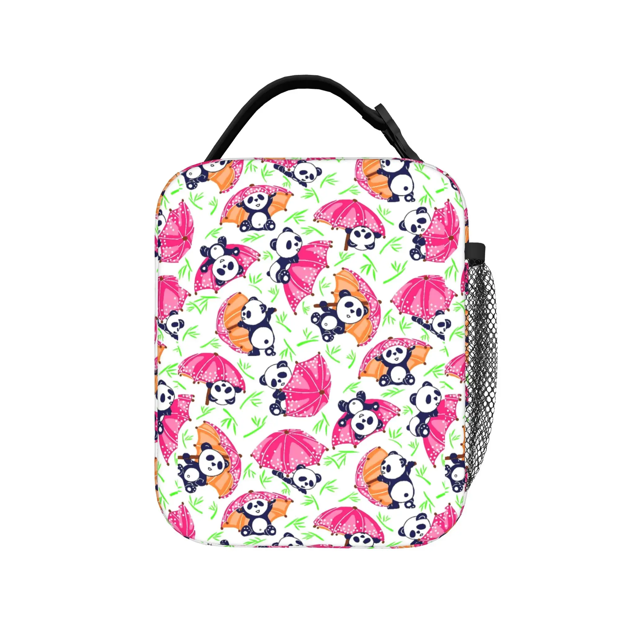 Panda And Bamboo Lunch Bag  Picnic Lunch Box For Child Aesthetic Print Thermal Tote Handbags Waterproof Portable Cooler Bag
