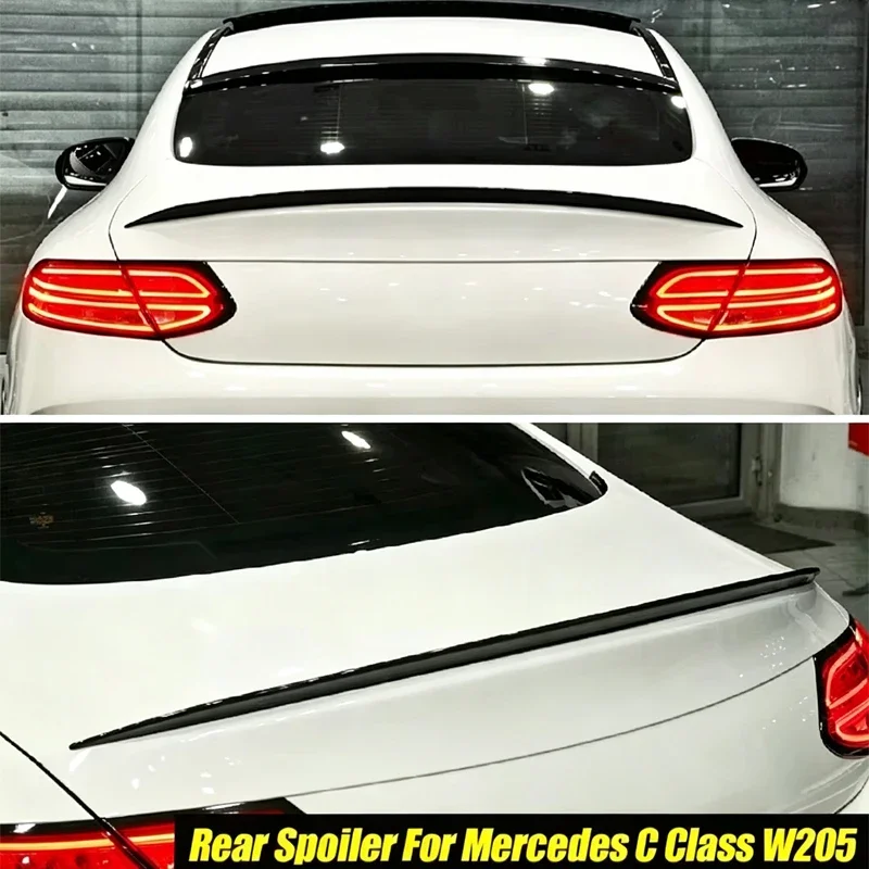 Car Boot Lip Rear Trunk Spoiler For Mercedes Benz C-Class W205 Amg Sedan C300 C400 C43 C63 2015+ Glossy Black Soft Plastic