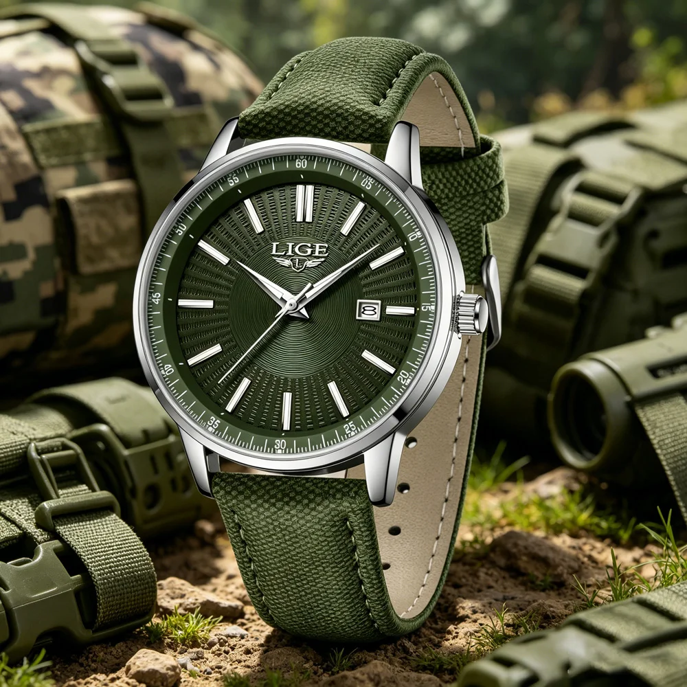 

LIGE Men Classic Quartz Wrist Watch with Calendar Luminous Dial Leather Strap Casual Business Leisure Outdoor Sports Watches