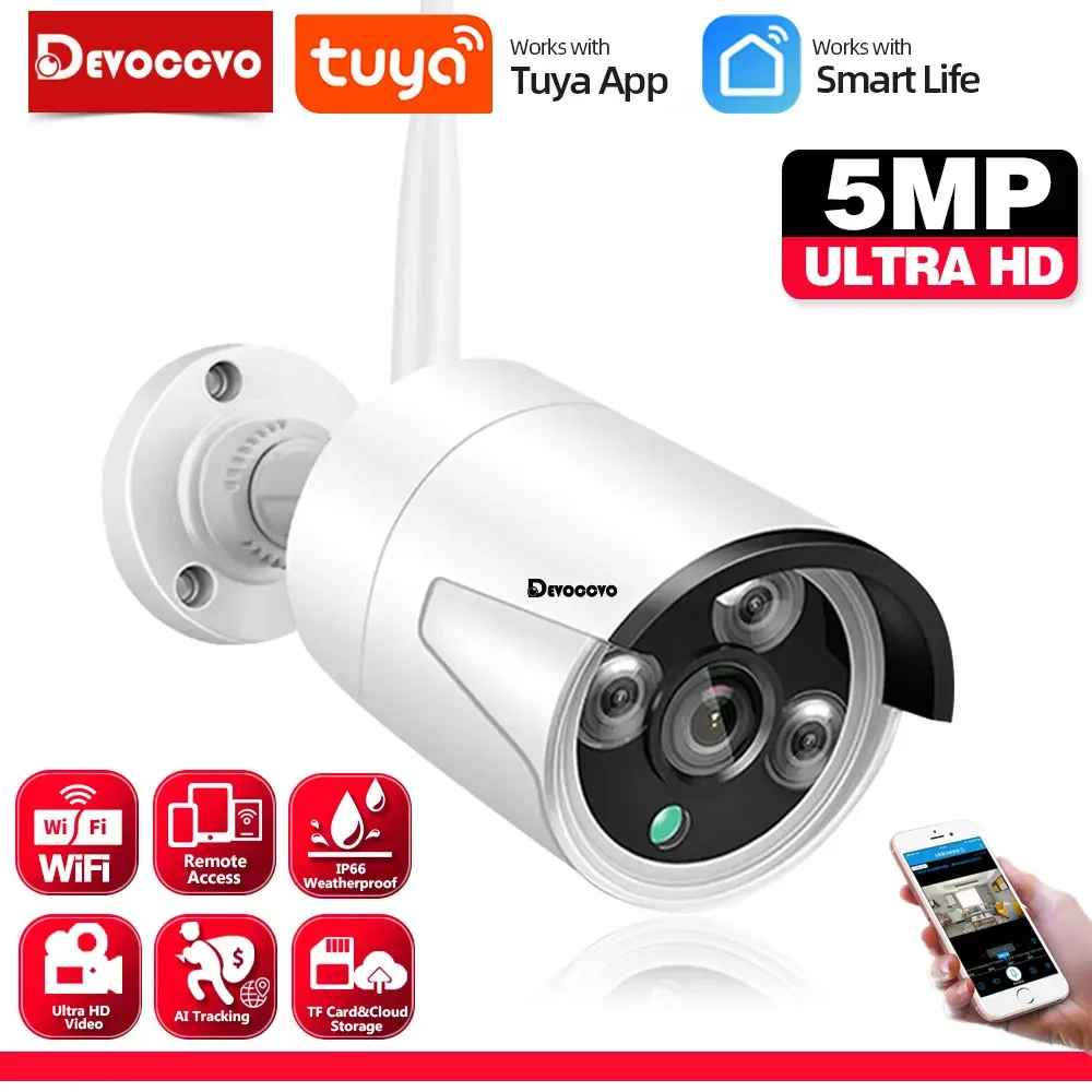 

Smart Life 5MP Wifi IP Security Camera Outdoor Waterproof Tuya Wireless CCTV Bullet Camera Video Surveillance Audio Record P2P