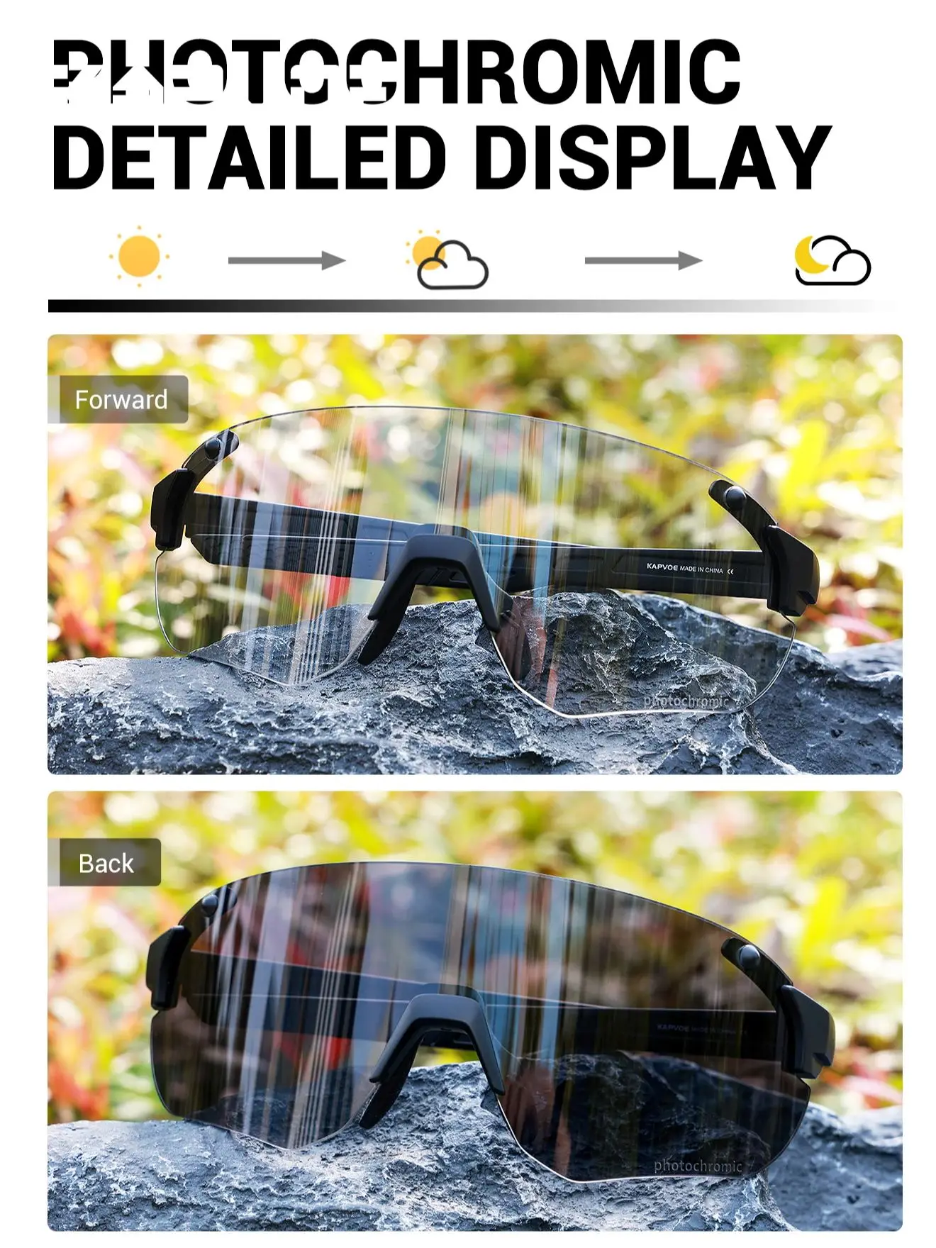 AliExpress kapvoe Kapvoe Photochromic Cycling Glasses Lightweight Men Rimless Sunglasses Road Bicycle MTB Bike Riding Sports Women Eyewear UV400