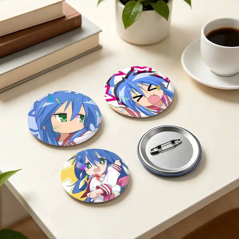 L-Lucky Star Anime K-Konata I-Izumi  25mm 32mm 44mm 58mm 75mm Brooches Badges Pins for Accessories Gift