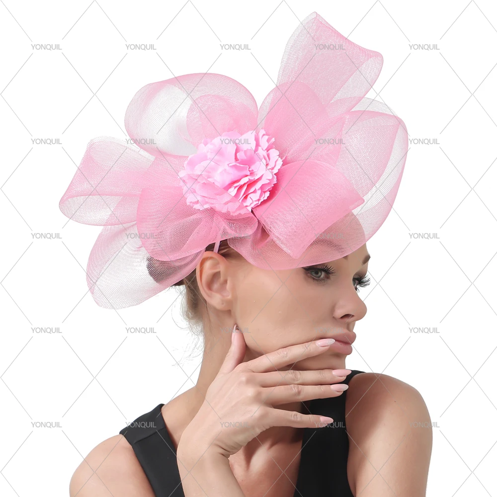Fashion New Mesh Fascinator Wedding Bride Hat Elegant Ladies Chic headwear For Bride Tulle Fashion Hair Accessories Church