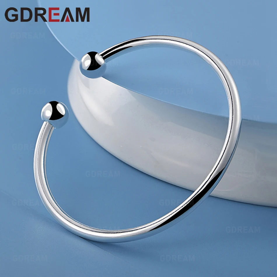 GDREAM 925 Sterling Silver Open-Ended Ball Adjustable Smooth Bracelet For Commuter Accessories, Gifts, And Jewelry