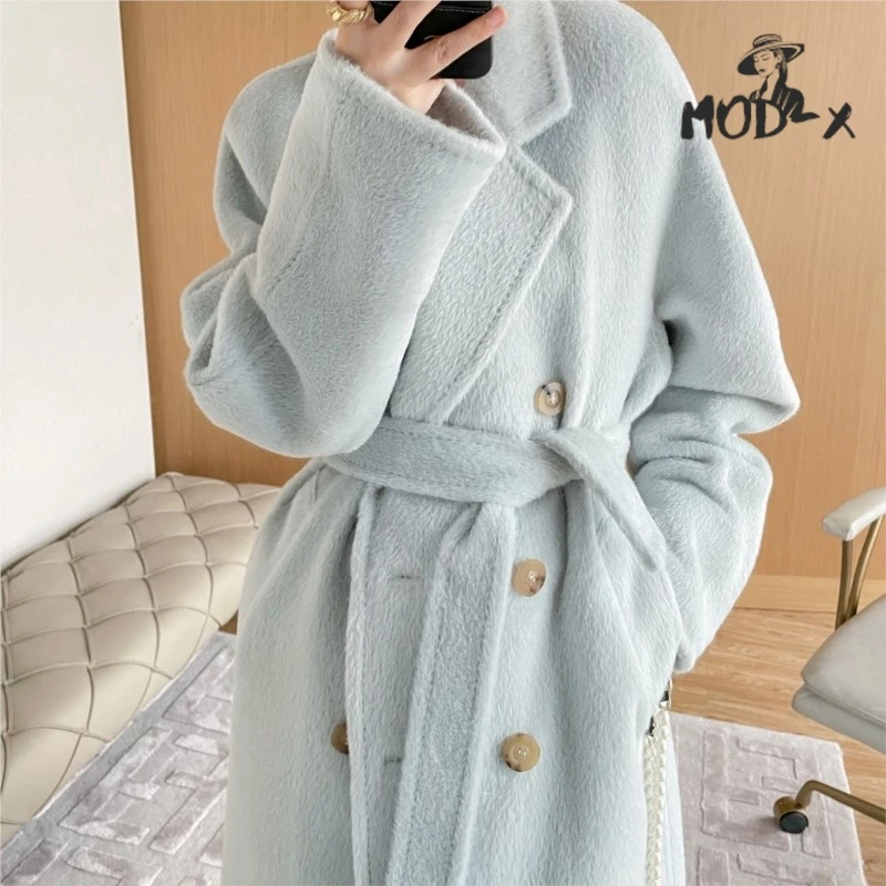 

MODX New Cashmere Coat Women's Medium Long 100 Suri Alpaca Winter Thick Wool Coat Solid Color Suri Alpaca Coat Women Hot New