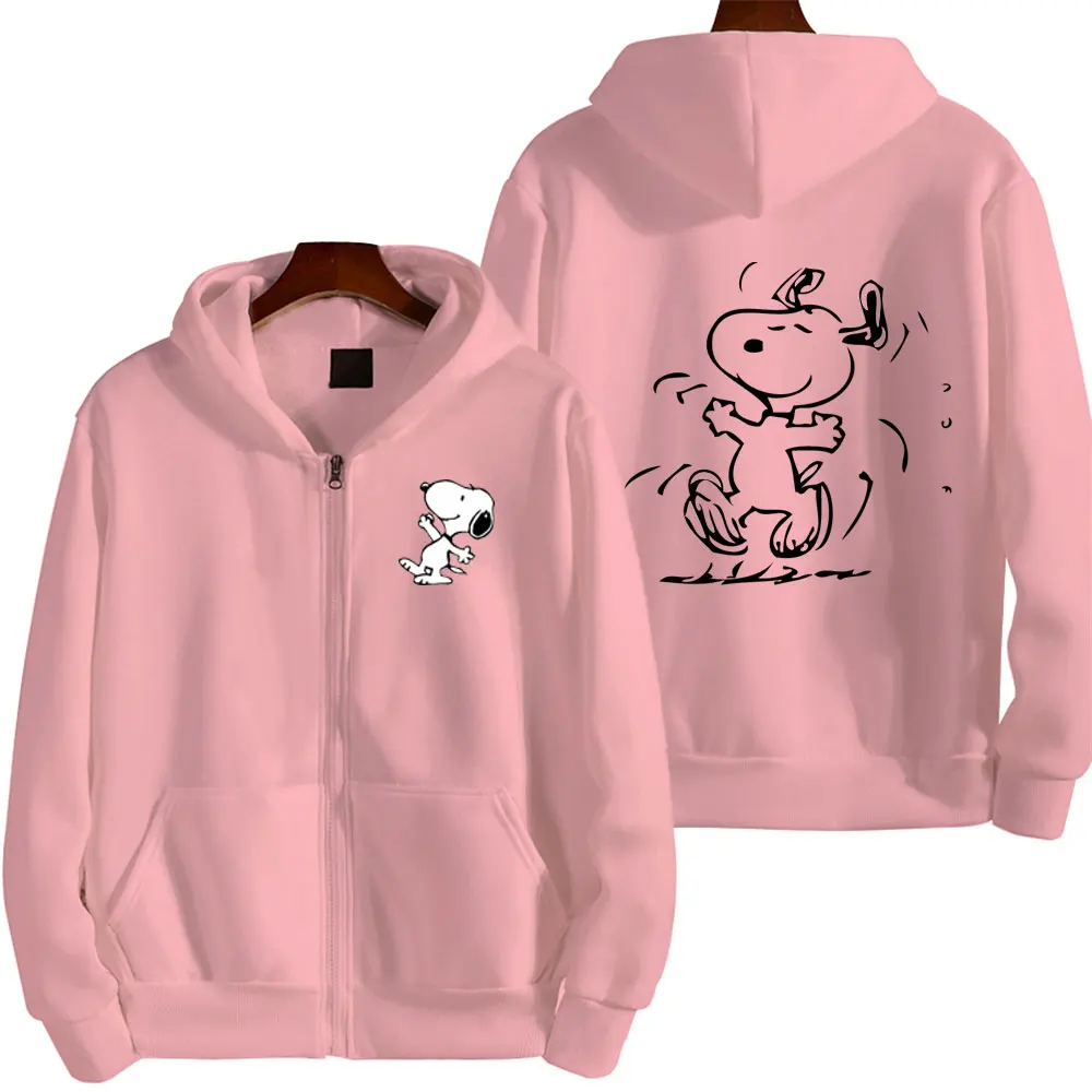 Snoopy Cartoon Anime Women Zip Up Hoodie Jacket Spring Autumn 2024 New Fashion Men Sweatshirt Couple Oversized Clothes Coats