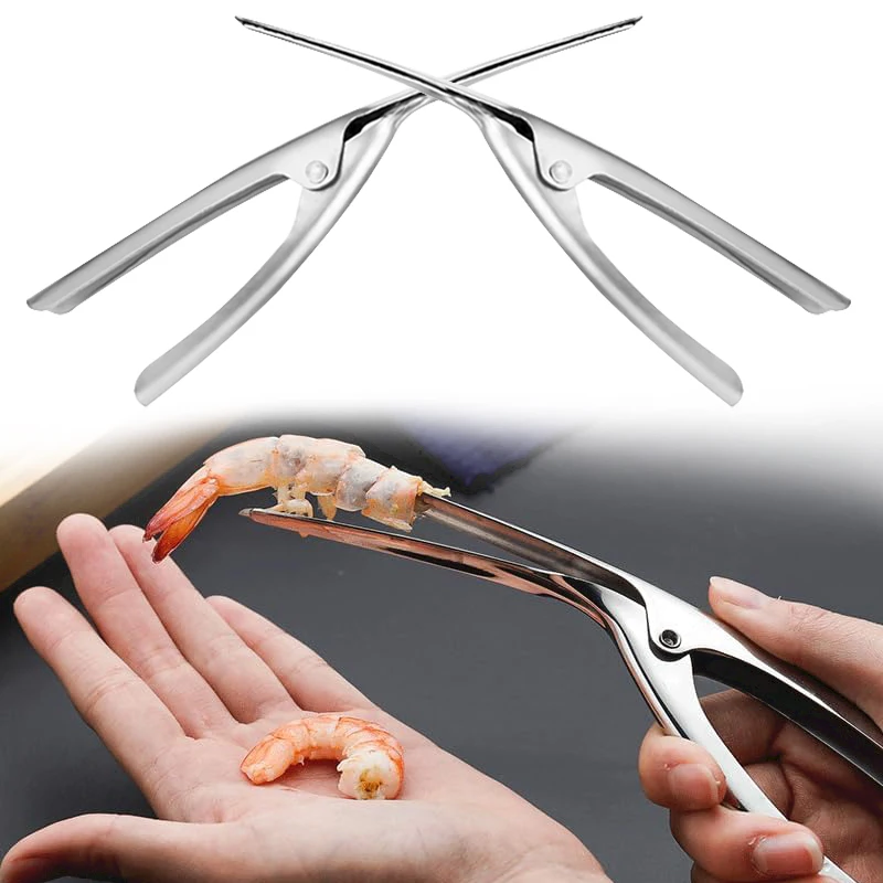 

1/2Pcs Shrimp Peeler Stainless Steel Prawn Portable Shrimp Deveiner Tool Peelers Crayfish Cleaning Tool for Easy Prawn Deveining