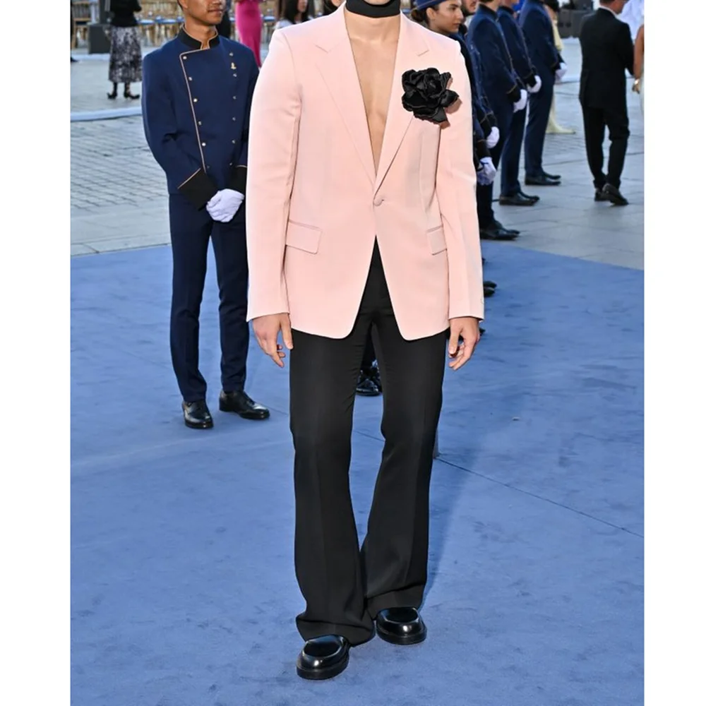 

Single Breasted Peak Lapel Light Pink Men's Suits 2 Piecs Blazer Pants Dinner Party Formal Occasion Male Suit