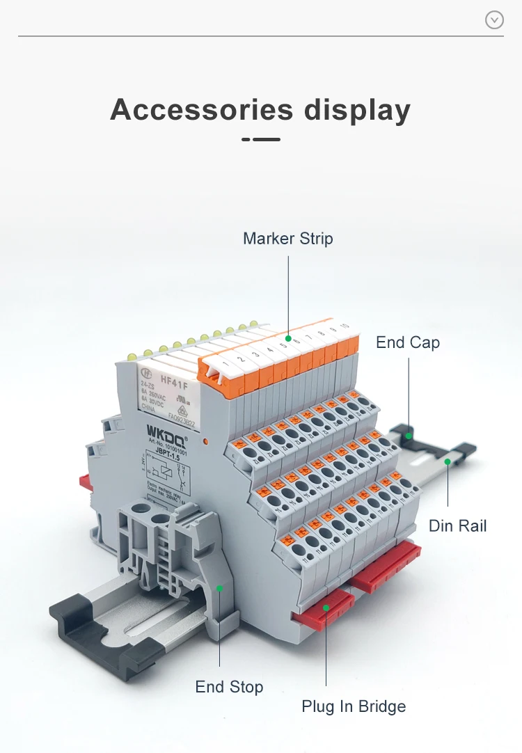 5 Stück HF41F Relaismodul Slim Terminals 24 V 12 V mit LED Push-in Typ Schraubenlose Steckerhalterung auf DIN-Schienenklemmenblock BPT 1,5 – Detail 19