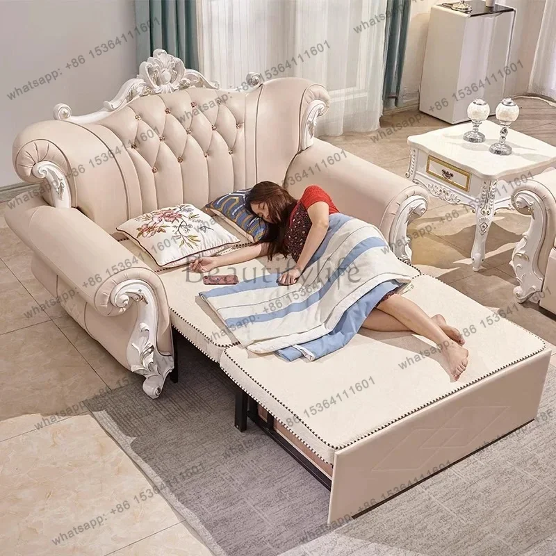 LJY European Nordic Modern Sofas Foldable Style King Size Lounges Living Room Sofa Bed Recliner Daybed Canape Lit Bedroom Furnit