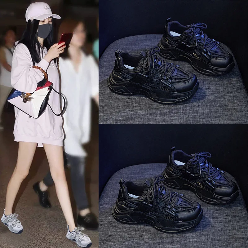 Spring & Summer Women Shoes Fashion Breathable Female Sneakers Thick-Soled Increase Sports Casual Size 35-40