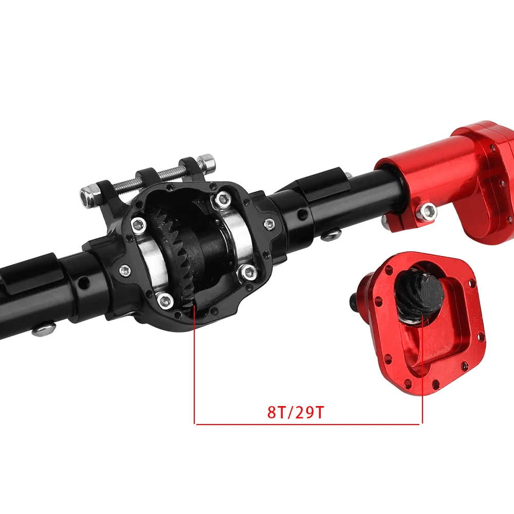 CNC Metal Straight Middle Axle 8T/29T Gear Differential Axle for 1/10 Axial SCX10 II 6x6 8x6 RC Crawler Chassis Upgrade Parts