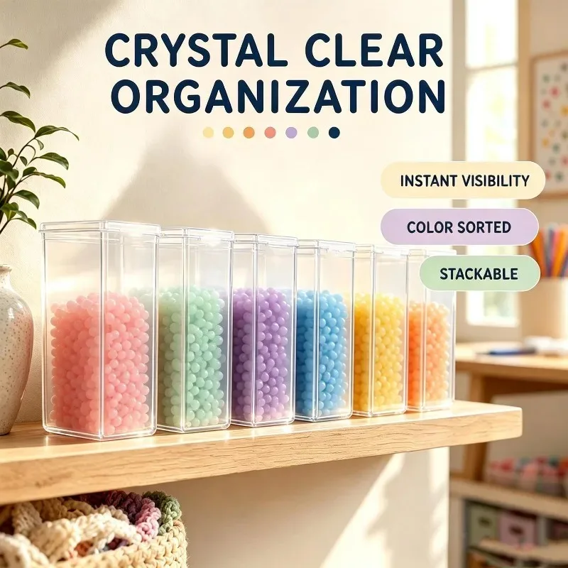 20/5PCS Mini Clear Plastic Storage Box Stackable Rectangular Beads Jewelry Organizer Case Multifunctional Storage Containers Box