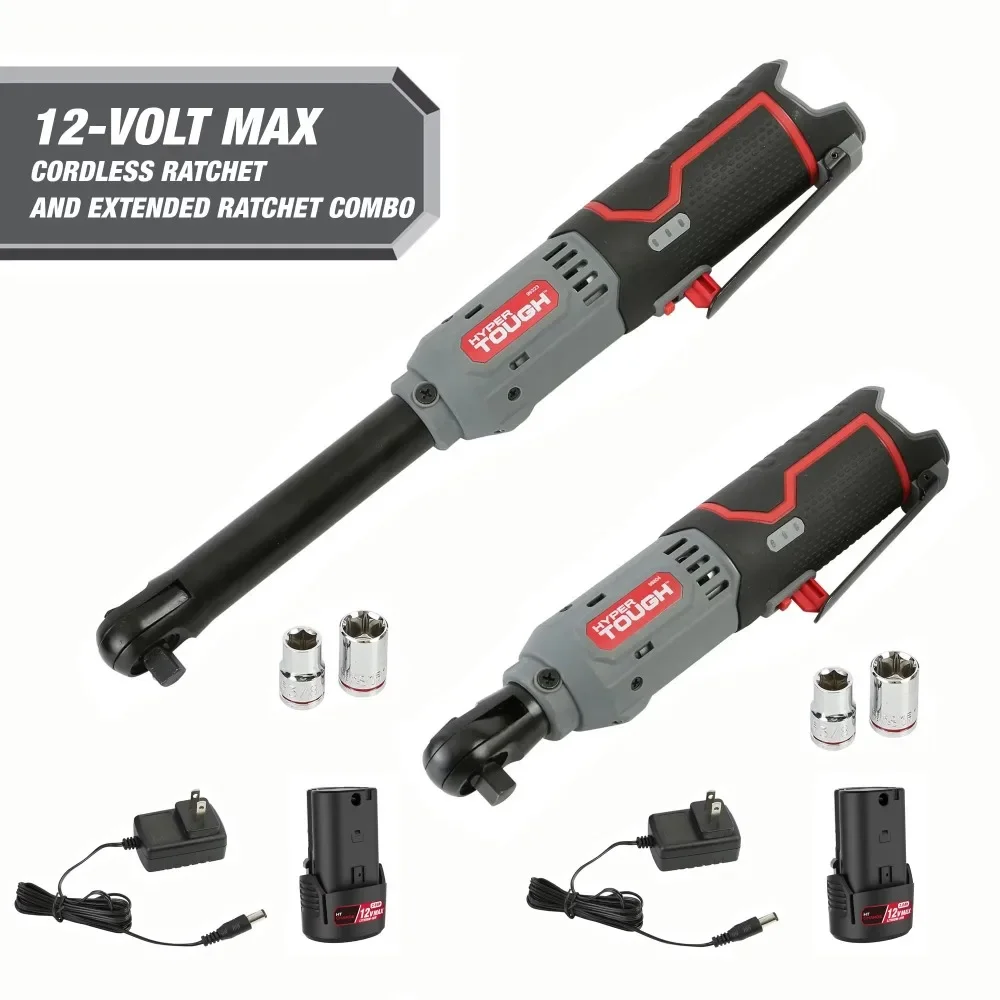 

Home Improvement 12V Cordless Ratchet Bundle, Standard & Extended Reach 3/8" Drive Ratchets, (2) 1.5Ah Batteries & Chargers