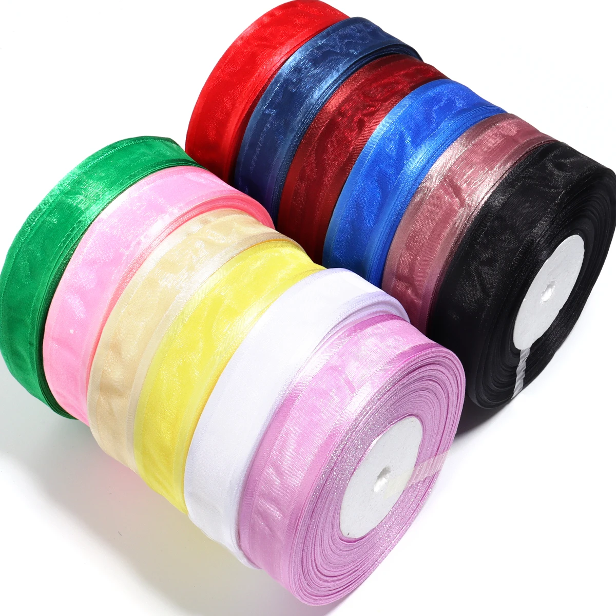 50 Yards/Roll Colorful Organza Ribbons Width 2.5cm Satin Ribbon for DIY Bouquet Packaging Bow Gifts Party Decoration Materials