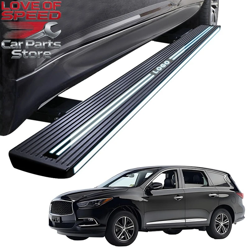 

Новинка 2026 года: автоматические выдвижные пороги с двойной подсветкой из алюминия с логотипом для INFINITI QX60 2014-2019, 2020-2025