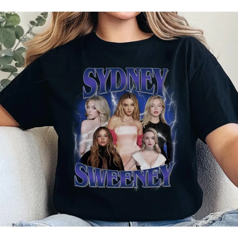 

Sydney Sweeney Tee Merch T-shirts Cosplay Women Men Fashion Casual Crewneck Short Sleeve Streetwear T-shirt Gift
