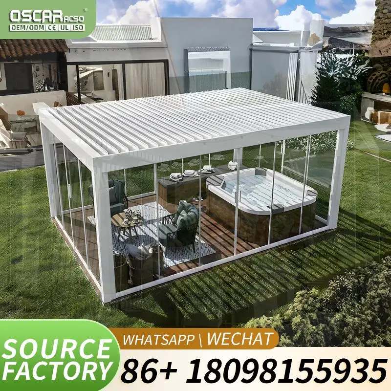 Motorized Sliding Outdoor Aluminium Pergola Elegant Waterproof Garden Pavilion for Backyard Party Beach Gathering Patio Relaxing