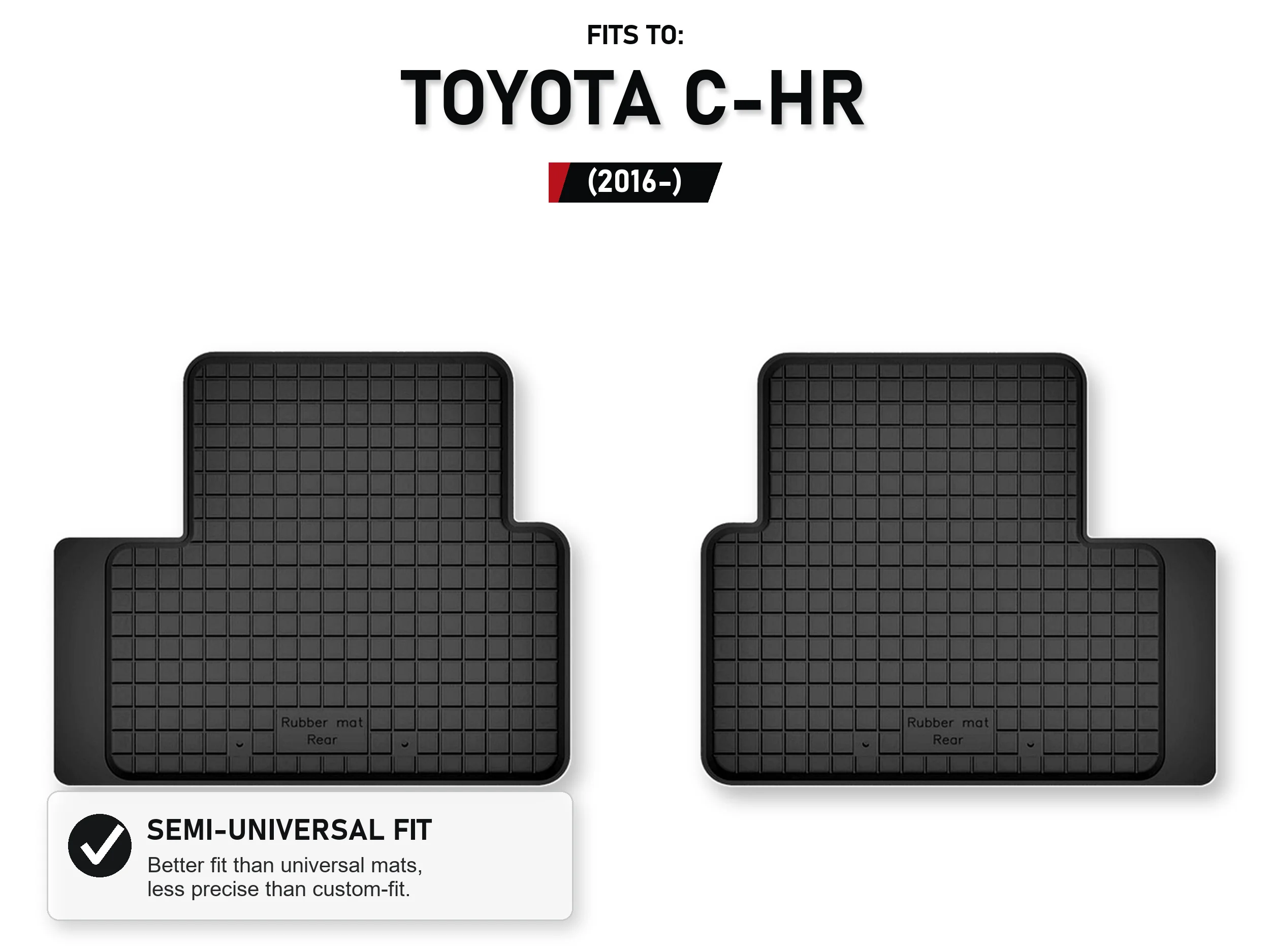 Rubberen bakmatten achteraan voor: Toyota C-Hr 2016-, 2 stuks