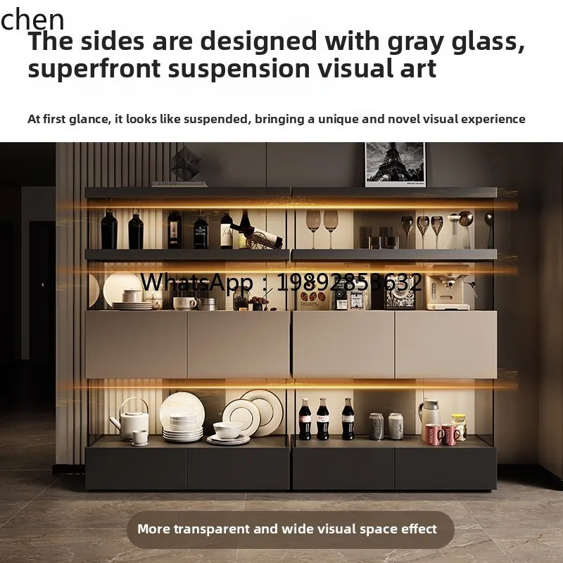 

minimalist dining side cabinet integrated high cabinet high-end living room storage glass jewelry display cabinet
