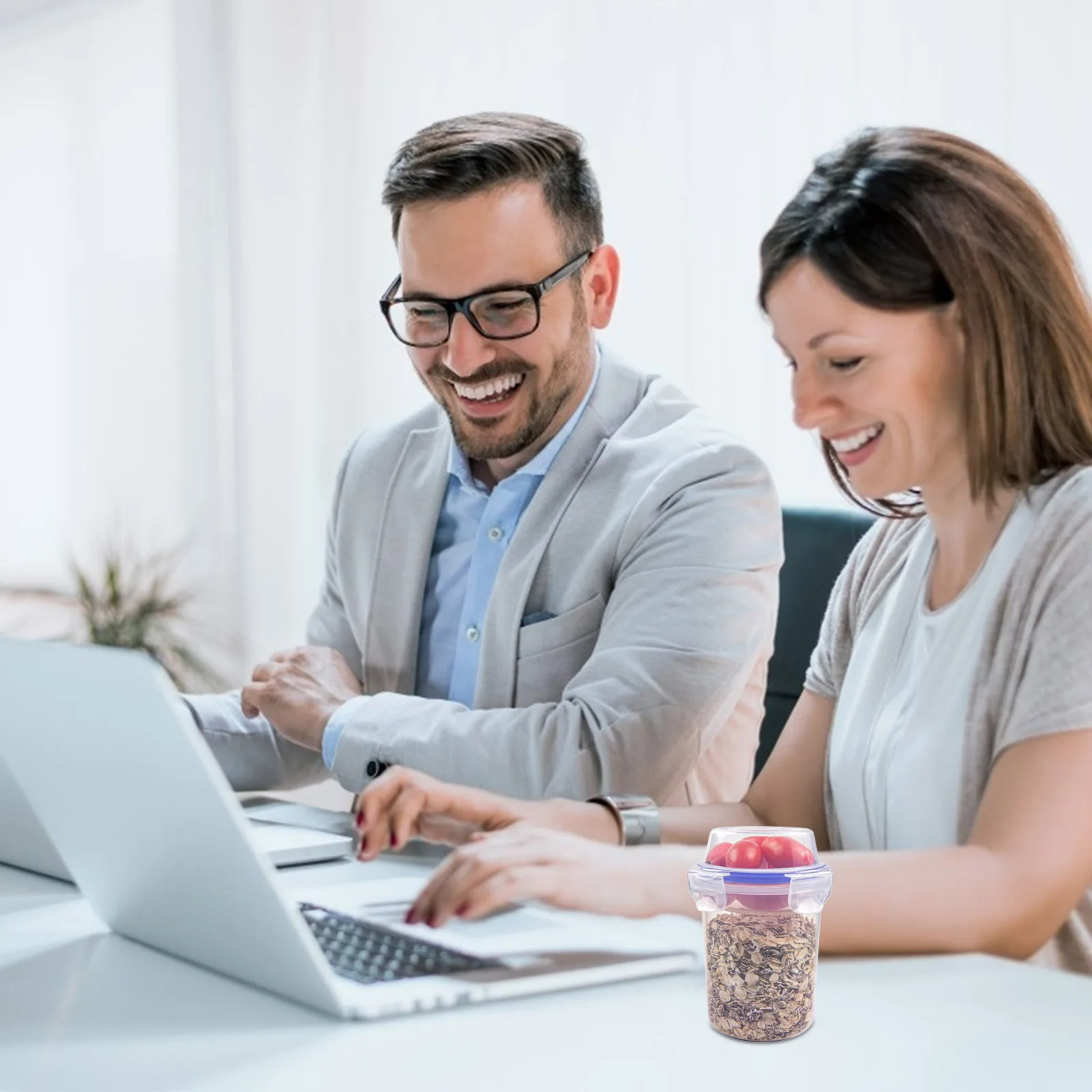 

2pcs Overnight Oats Jars With Lid Portable Breakfast Cereal Containers Leak-Proof Food Storage Jar Set For Yogurt Oatmeal Salad