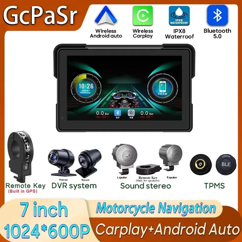 Carplay Motorcycle GPS Navigation IPX8 Waterproof For Moto Android Auto Multimedia Digital Dashboard Display Screen Monitor Bike