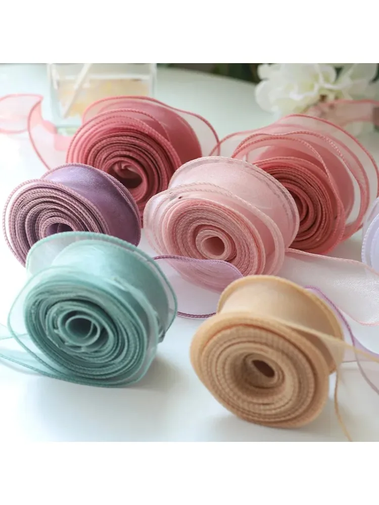 10 Yards/Rolle durchsichtiges Chiffonband, Organza-Satinbänder für Geschenkverpackungen, Dekoration, Hochzeitssträuße, Kranz, Nähzubehör
