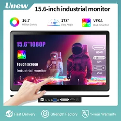 Unew 15,6 Zoll Touchscreen 1080p ips Bildschirm Lautsprecher industriell mit Vesa HDMI DVI VGA für Himbeer Pi Laptop PC Telefon PS4