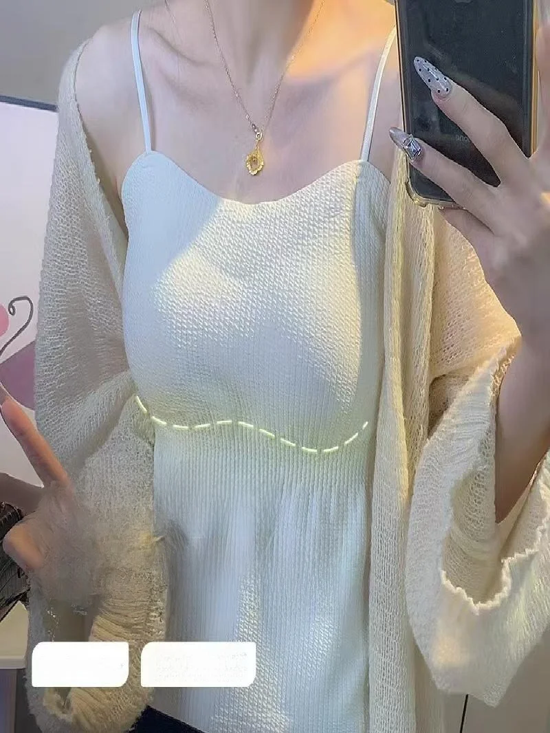 Exquisite Korean Style Backless Nylon Vest Top Women's Underwear with Integrated Chest Pad Full Cup Outerwear for Ladies