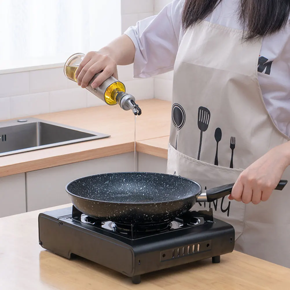 

2Pcs Oil Dispenser Bottle Glass Stainless Steel Lead Vinegar Pourer Sauce Storage Tool Condiment Container