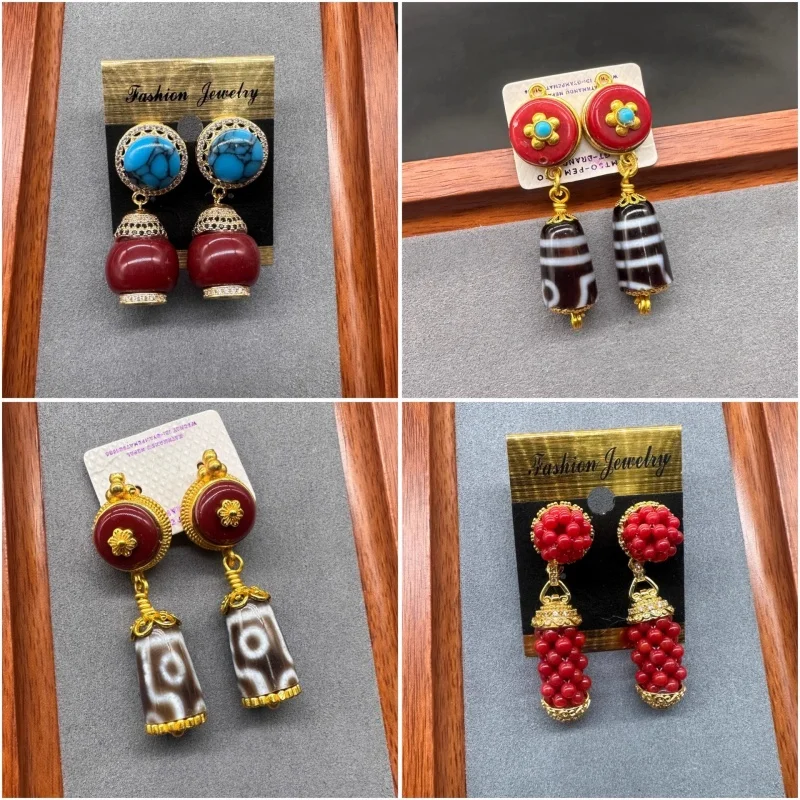 

Chinese Tibetan-style Gilded Nepalese Earrings
