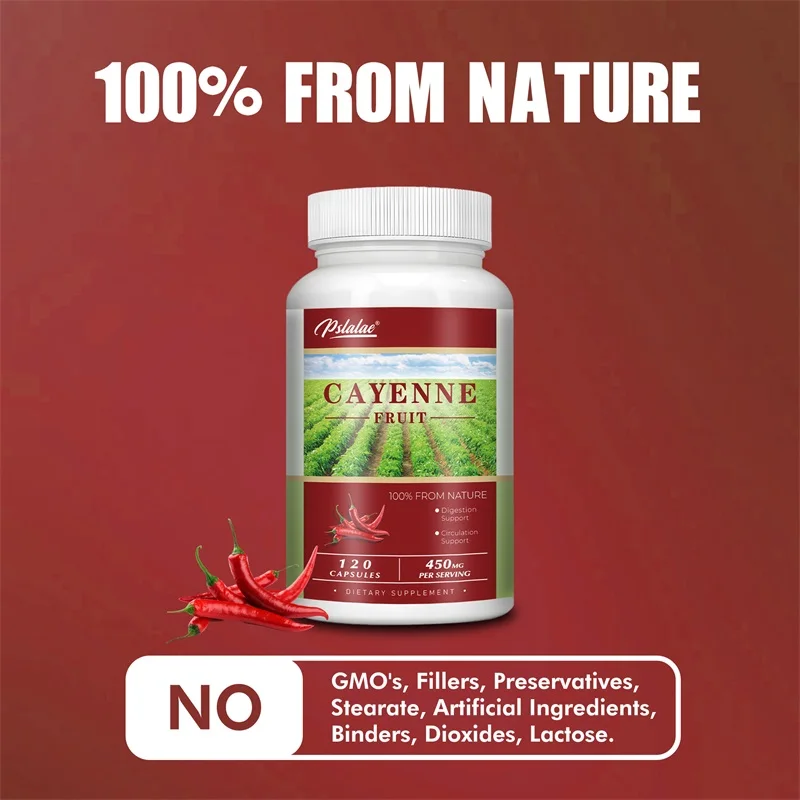 Cayenne Capsules - Supports Digestion, Cardiovascular Health, Promote Blood Circulation and Metabolism