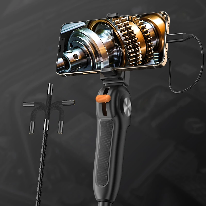 

TYPE-C 2-Way Articulating Endoscope Slide Rod 360° 180° Steering Camera Car Inspection Borescope LEDs For Iphone Android Phones