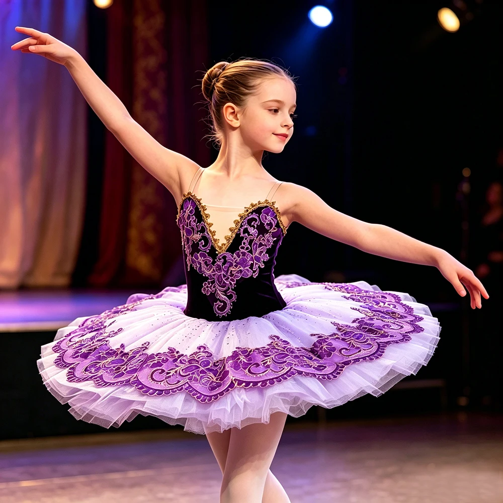 

Girls' Purple Swan Lake Ballet Tutu Professional Dance Costume & Outfit for Kids Stage Performance Shows & Recitals