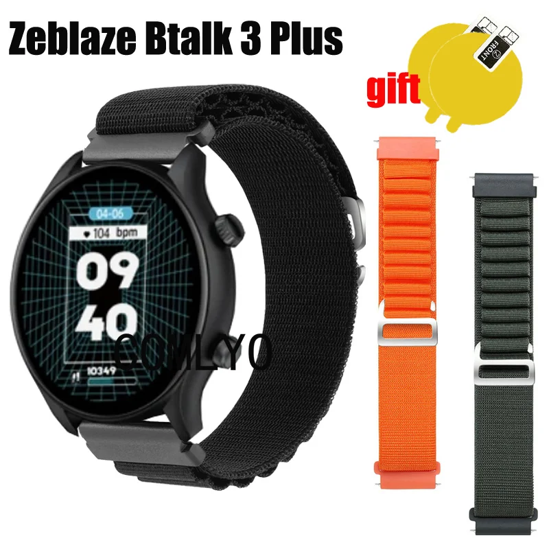 حزام ساعة Zeblaze btalk 3 plus الذكي للرجال والنساء ، سوار نايلون ناعم مع غشاء واقي للشاشة