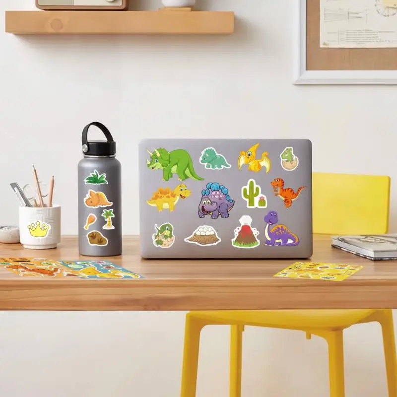 8Pcs Cute Dinosaur Puzzle Face Stickers, Cartoon Dinosaur Sticker for Scrapbooking, Handmade Craft & Notebook Decor