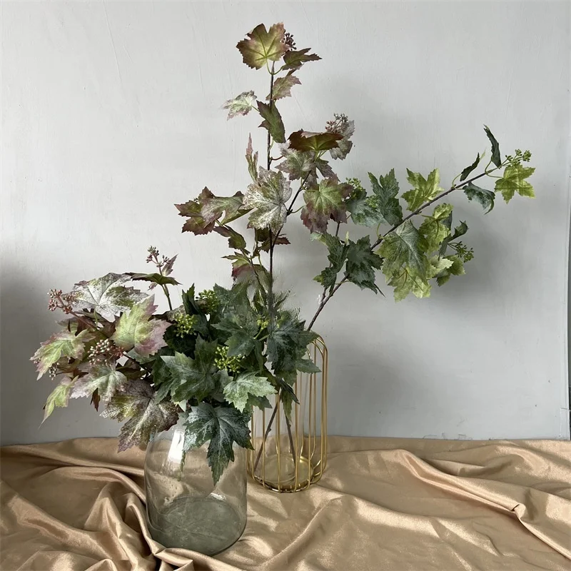 جديد أوراق العنب الحريرية لزفاف المنزل عيد الميلاد إكليل زهرية ديكور فروع أوراق العنب الاصطناعي مع طاولة الفواكه النباتات وهمية #4