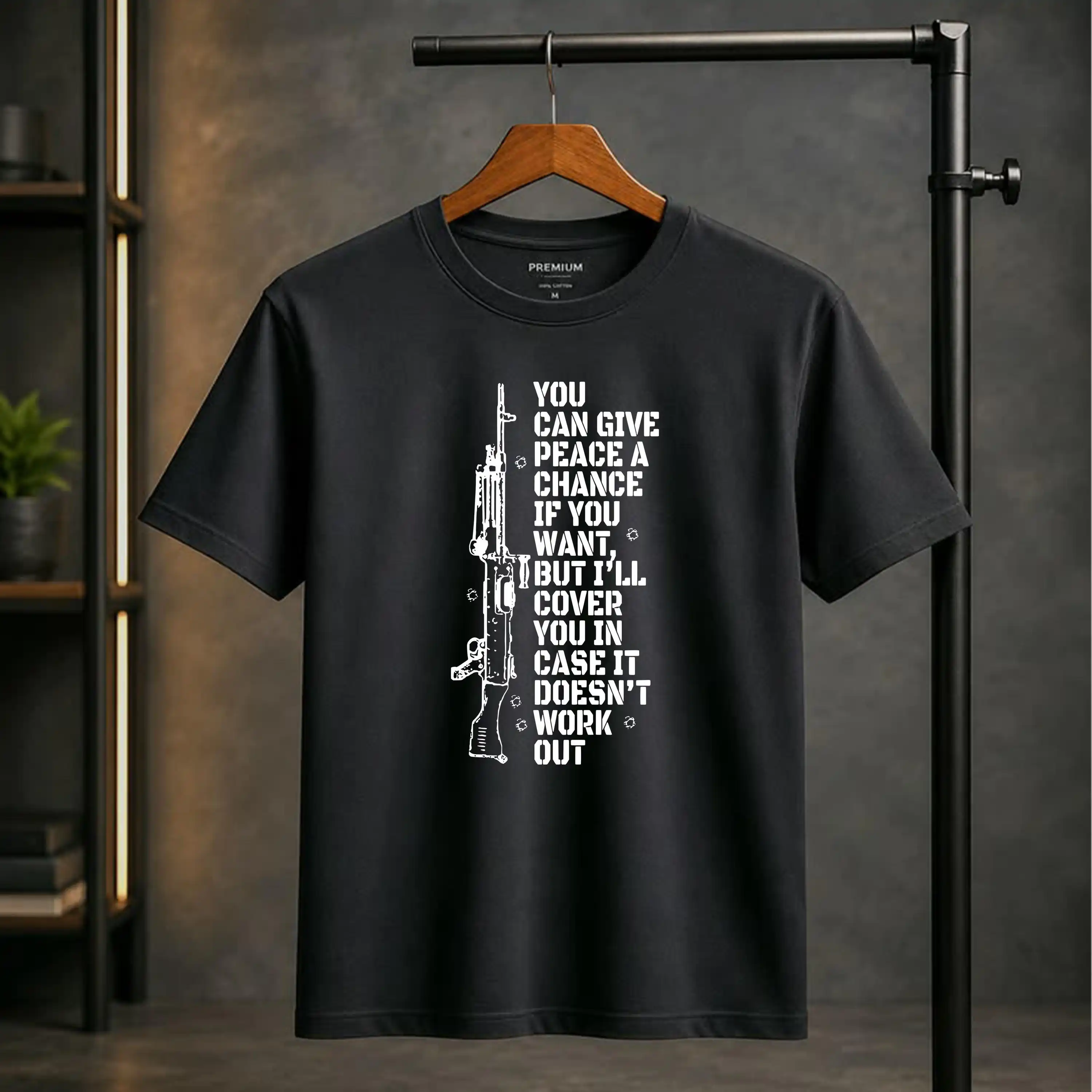 2026 New Give Peace A Chance Oversized Unisex Streetwear TShirt Military Veteran Tactical Quote Graphic Tee Short Sleeve Tops