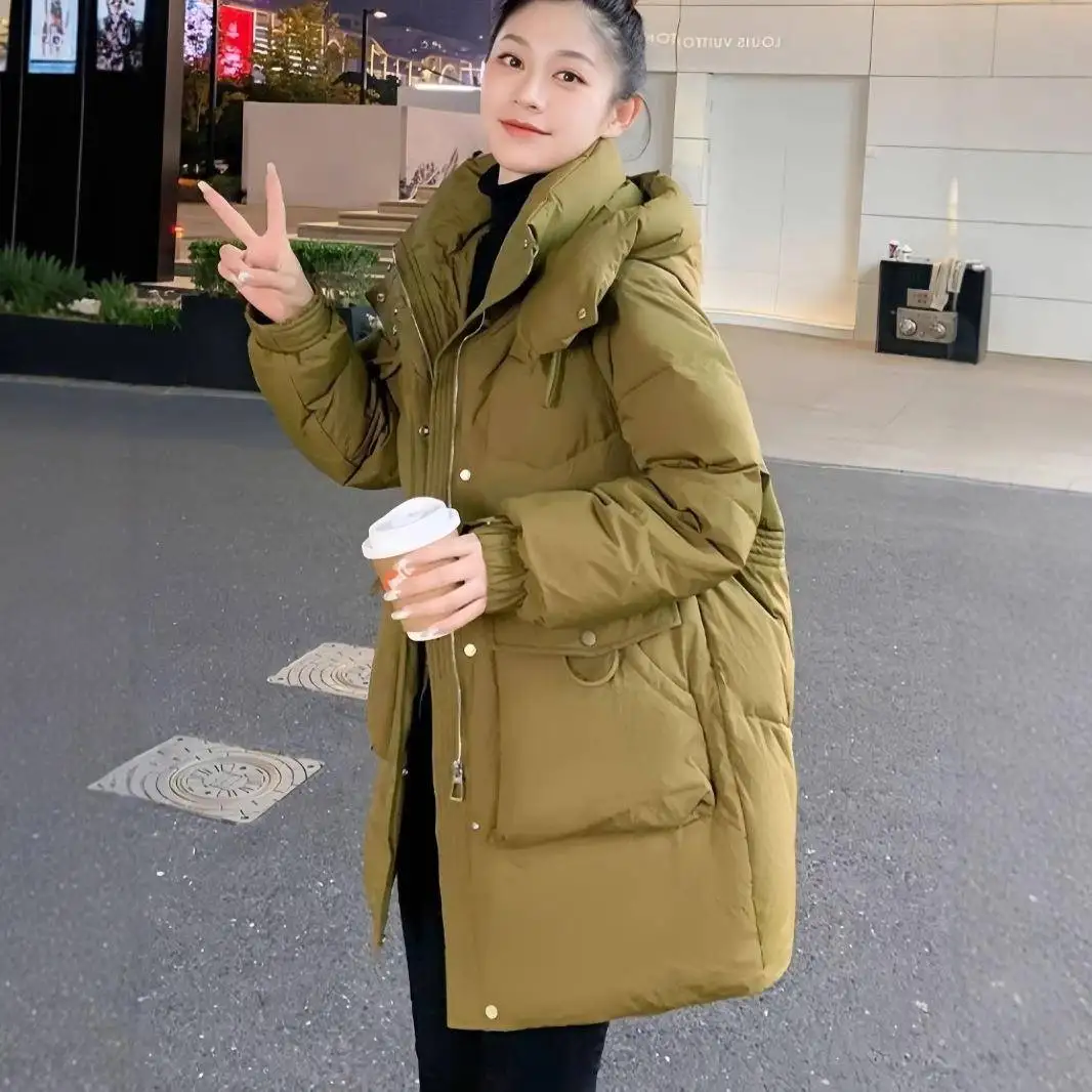 

Sli Oversized Mid-Length down Cotton Jaet for Women Winter Coat for Middle-Aged Mothers Faionable And Warm