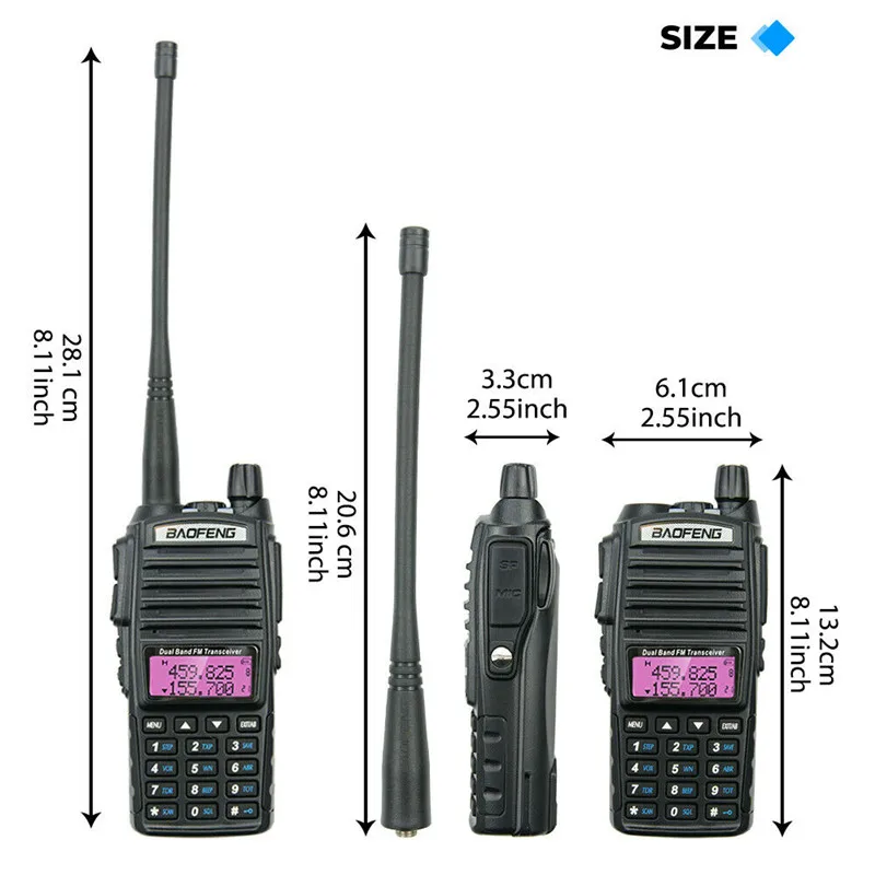 ¡Arriba! UV-82 Real 8W portátil 100% Original Walkie Talkie transceptor 10KM banda PTT Dual VHF UHF Radios amatorios bidireccionales para aficionados