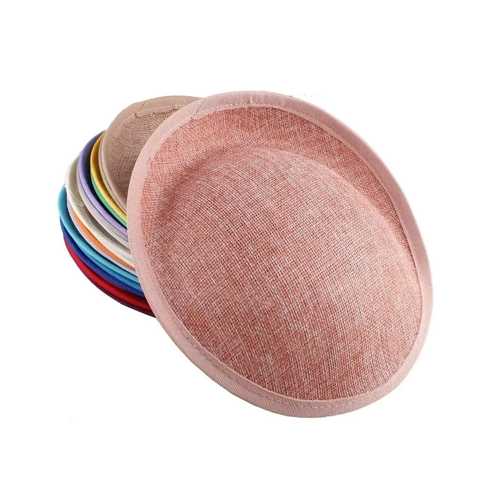 Elegant 20cm Sinamay Headdress Base Solid Pattern Linen Millinery Headpiece Base DIY Craft Lightweight Cocktail Hat Base Party