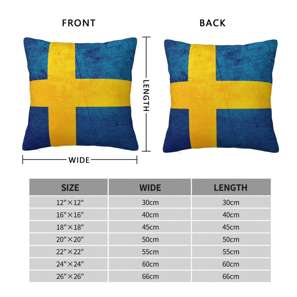 Old Classic Swedish Flag Square Pillowcase Polyester Linen Velvet Creative Zip Decorative Throw Pillow Case Bed Cushion Cover