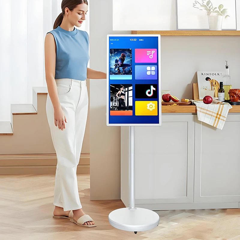 

21.5 32 Inch Smart TV Wireless Indoor Portable Display Movable Mobile Android Interactive Touch Screen for Home