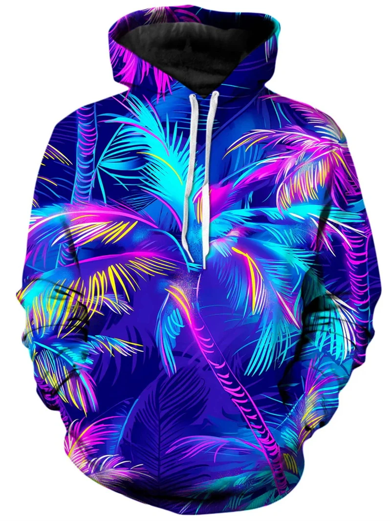 3d Printed Rainbow Colorful Palm Tree Graphic Hoodies For Male Tops Casual Men Women Hip Pop Fashion New In Sweatshirts Hoody