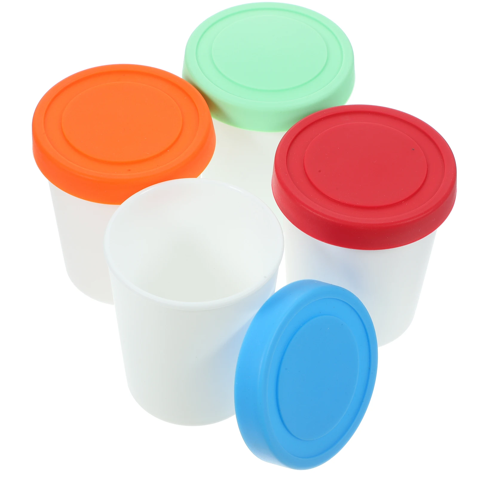 

4Pcs Round Ice Cream Container Silicone Freezer Cup with Lid for Storing Yogurt Soup Sorbet Silicone Ice Cream Container