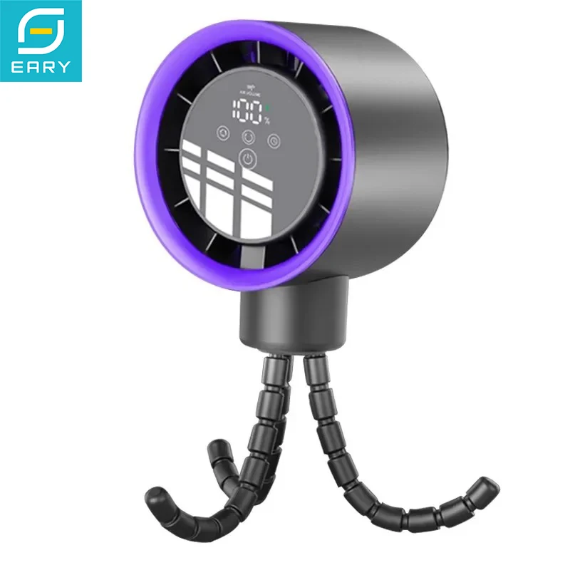 Eary Portable Desk Octopus Fan 4000mAh 100 Speeds Bladeless Stroller Fan USB Rechargeable Quiet Cooling Fan with Flexible Tripod