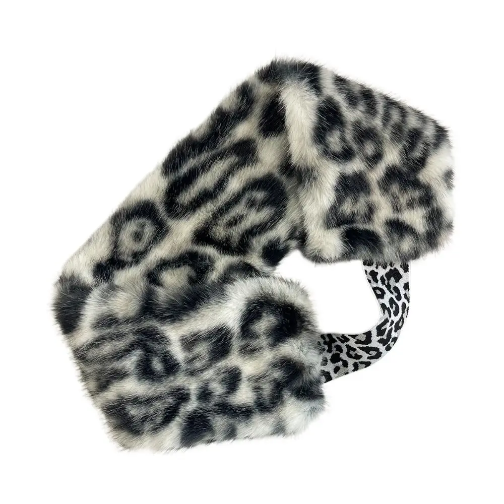 New Faux Fur Faux Fur Headband Leopard Print Stretchy Band Winter Ear Warmer Soft Anti-Slip Elastic Hairband