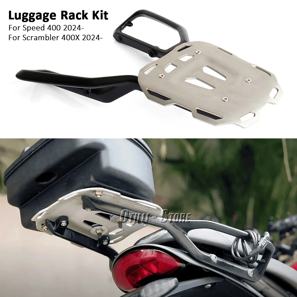 New For Scrambler 400X SPEED Speed 400 2024 2025 Motorcycle Rear Luggage Rack Carrier Case Support Holder Cargo Bracket