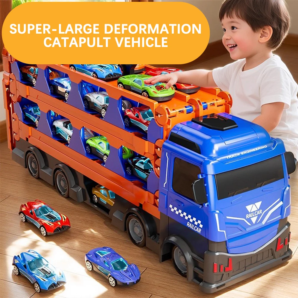 Transforming Car Carrier With Ejectable Vehicles Alloy Construction Birthday Gift For Boys